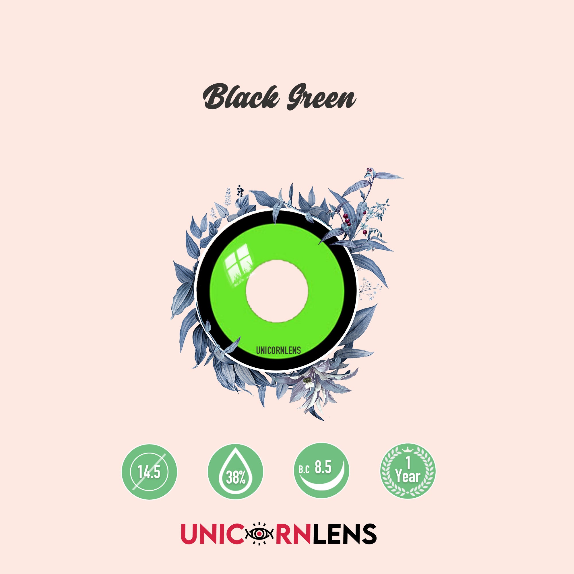 Unicornlens Black Green Colored Contact Lenses - Unicornlens