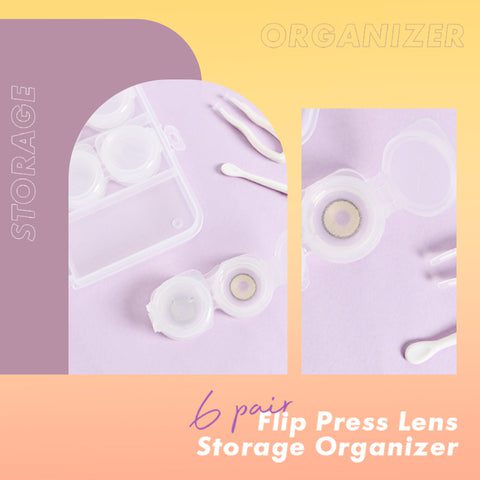 6 Pair Flip Press Lens Storage Organizer (Clear) - - Colored Contact Lenses , Colored Contacts , Glasses